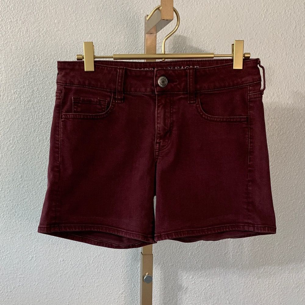 American Eagle Outfitters Dark Red midi Jean Shorts- Size 4